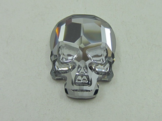 4 pcs. 10x7.5mm SKULL SILVER NIGHT FLATBACK European Rhinestones